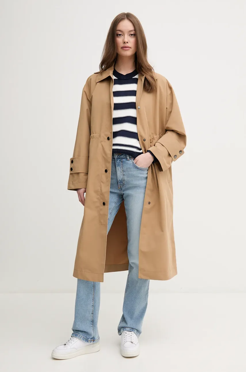 Тренч United Colors of Benetton женский цвет зелёный переходной oversize 241XDN07I Тренч United Colors of Benetton женский цвет зелёный переходной oversize 241XDN07I