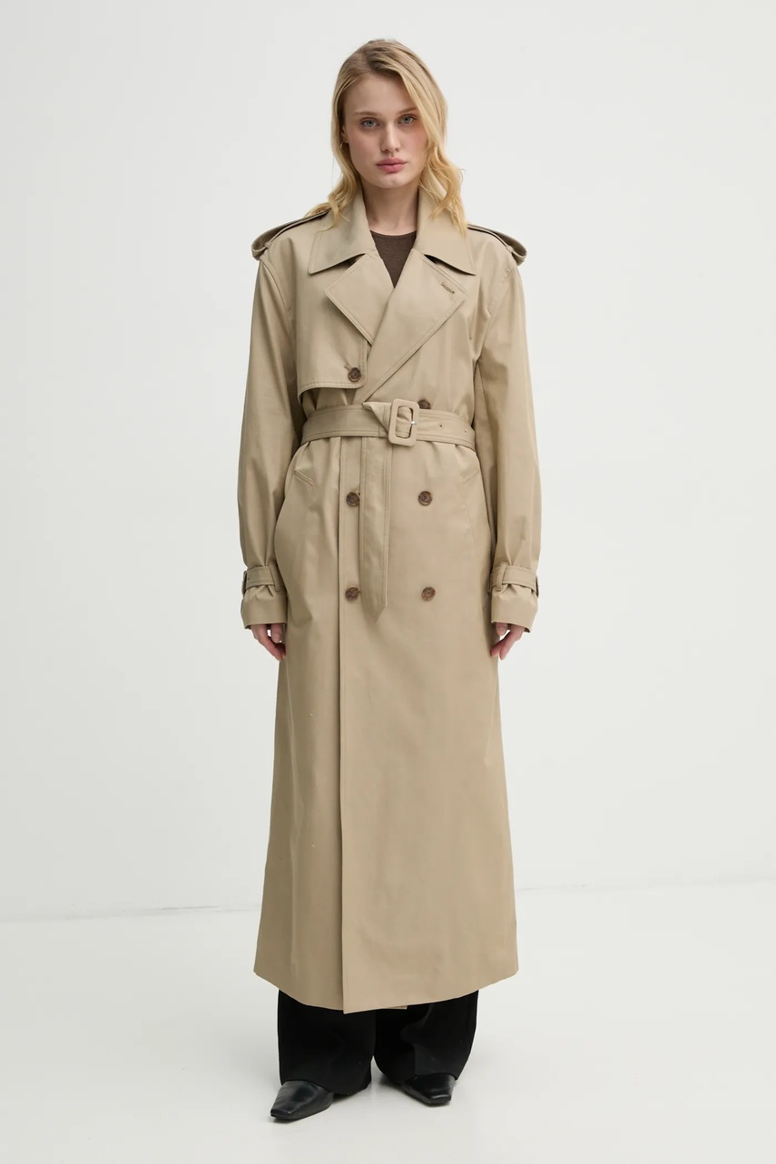 Хлопковый тренч Filippa K женский цвет бежевый переходной 31569