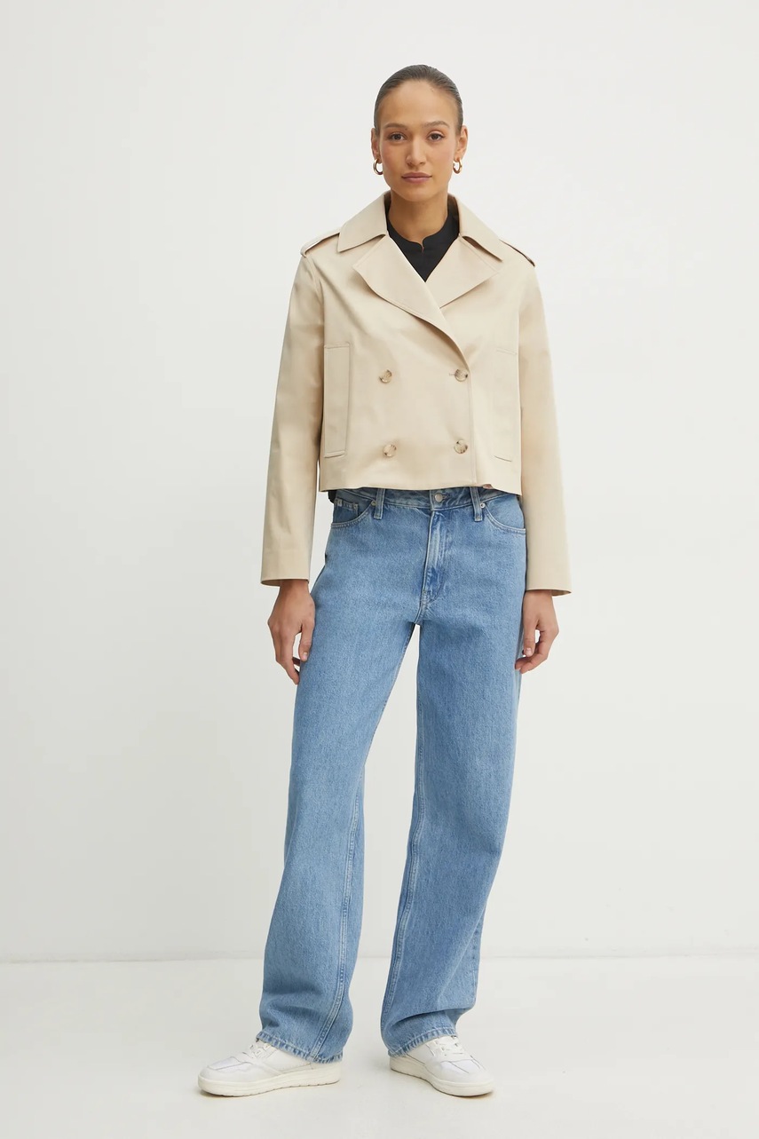 Тренч BOSS Orange женский цвет бежевый переходной двубортный 50540718