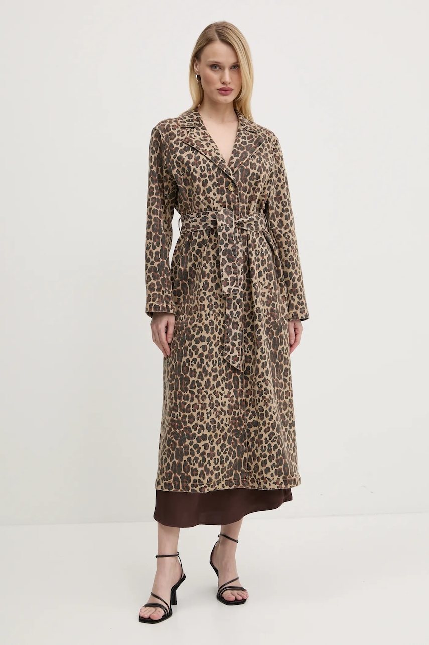 Never Fully Dressed palton Lucia femei, culoarea bej, de tranzitie, NFDOU403