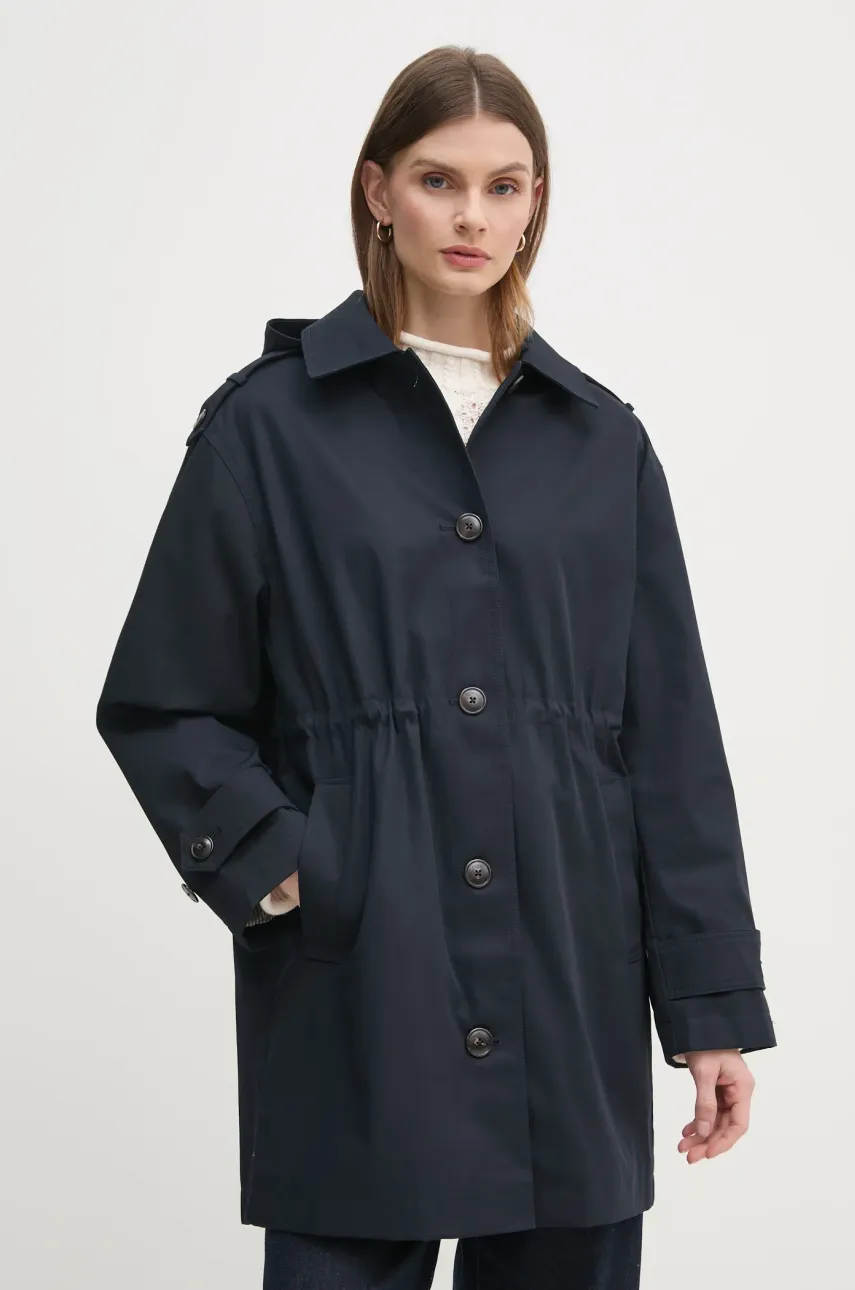 Kabát Tommy Hilfiger dámský, tmavomodrá barva, přechodný, WW0WW43742