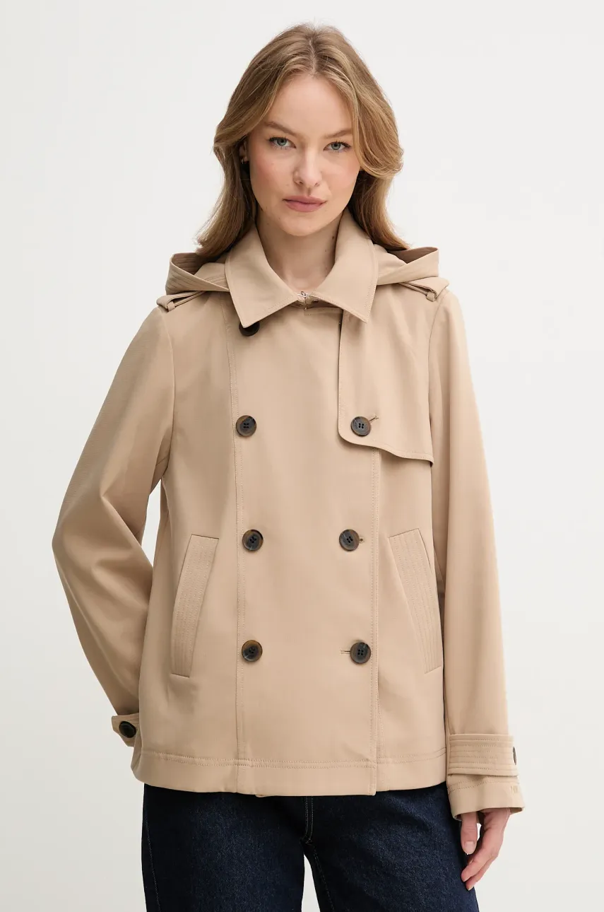 Dkny trenci femei, culoarea bej, de tranzitie, oversize, DLEMPR69