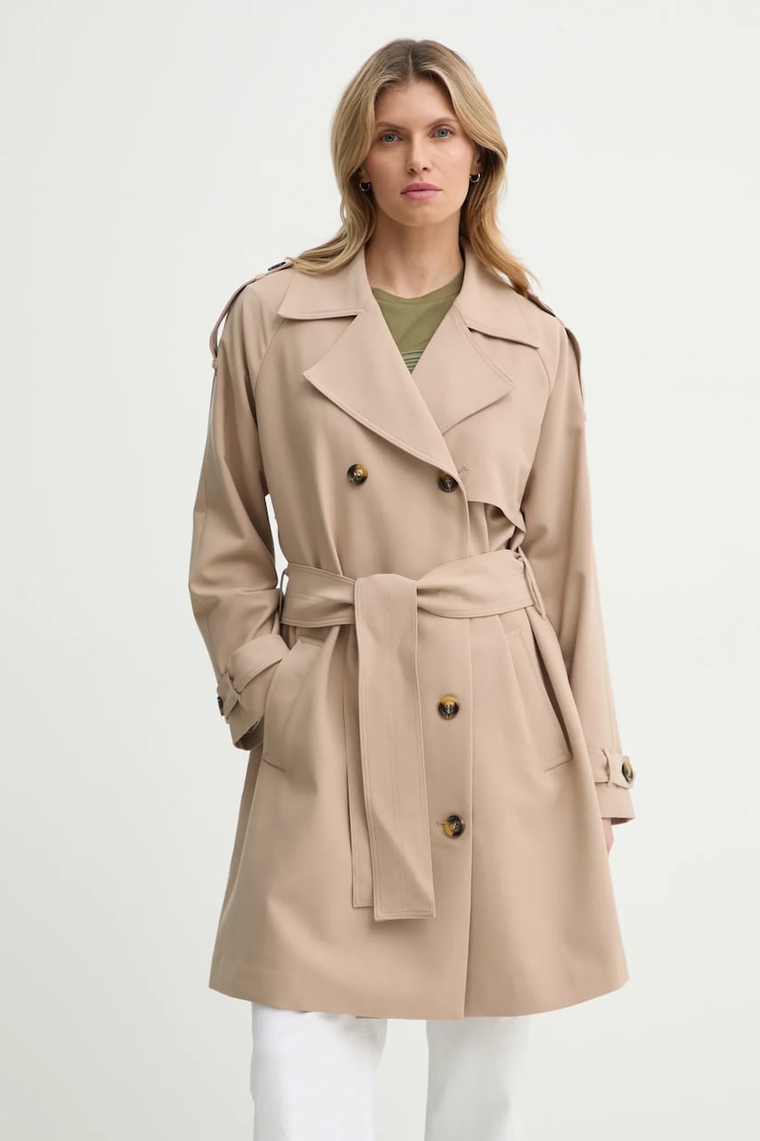 Bruuns Bazaar trenci femei, culoarea bej, de tranziție, oversize, BBW3846 Bruuns Bazaar trenci femei, culoarea bej, de tranziție, oversize, BBW3846