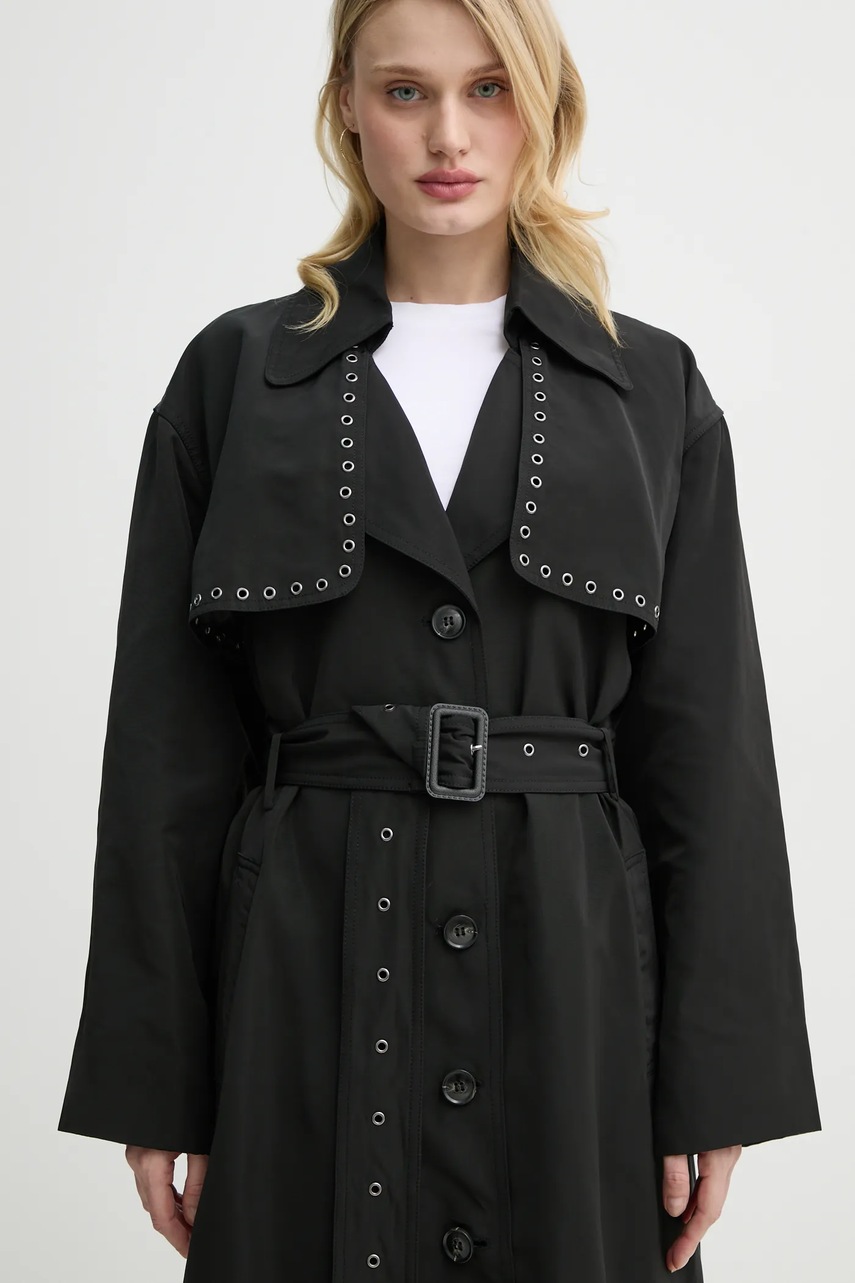 Παλτό Bruuns Bazaar χρώμα: μαύρο, BBW4346 φωτογραφία