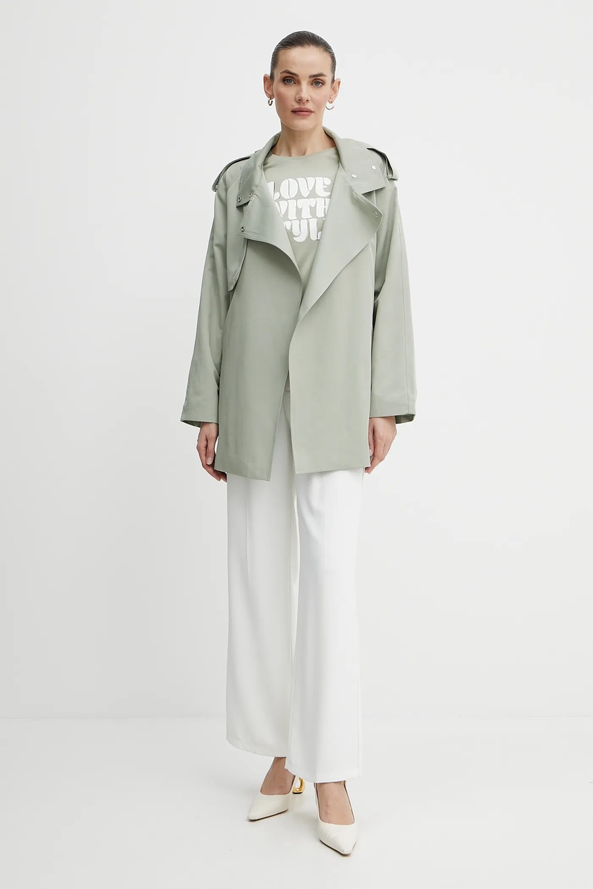 Пальто Morgan GLINE цвет зелёный переходное GLINE