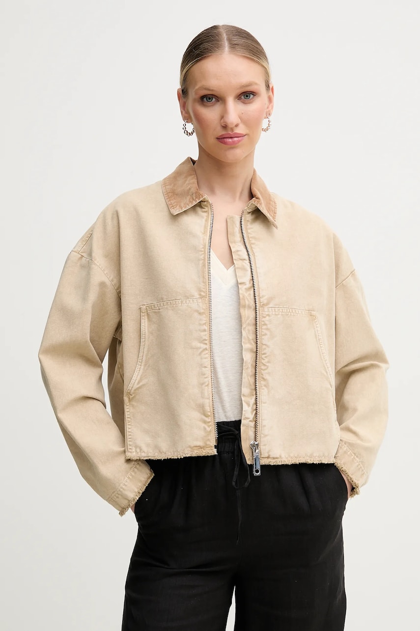 MAX&Co. jachetă de bumbac culoarea bej, de tranzitie, oversize, 2516081013200 MAX&Co. jachetă de bumbac culoarea bej, de tranzitie, oversize, 2516081013200