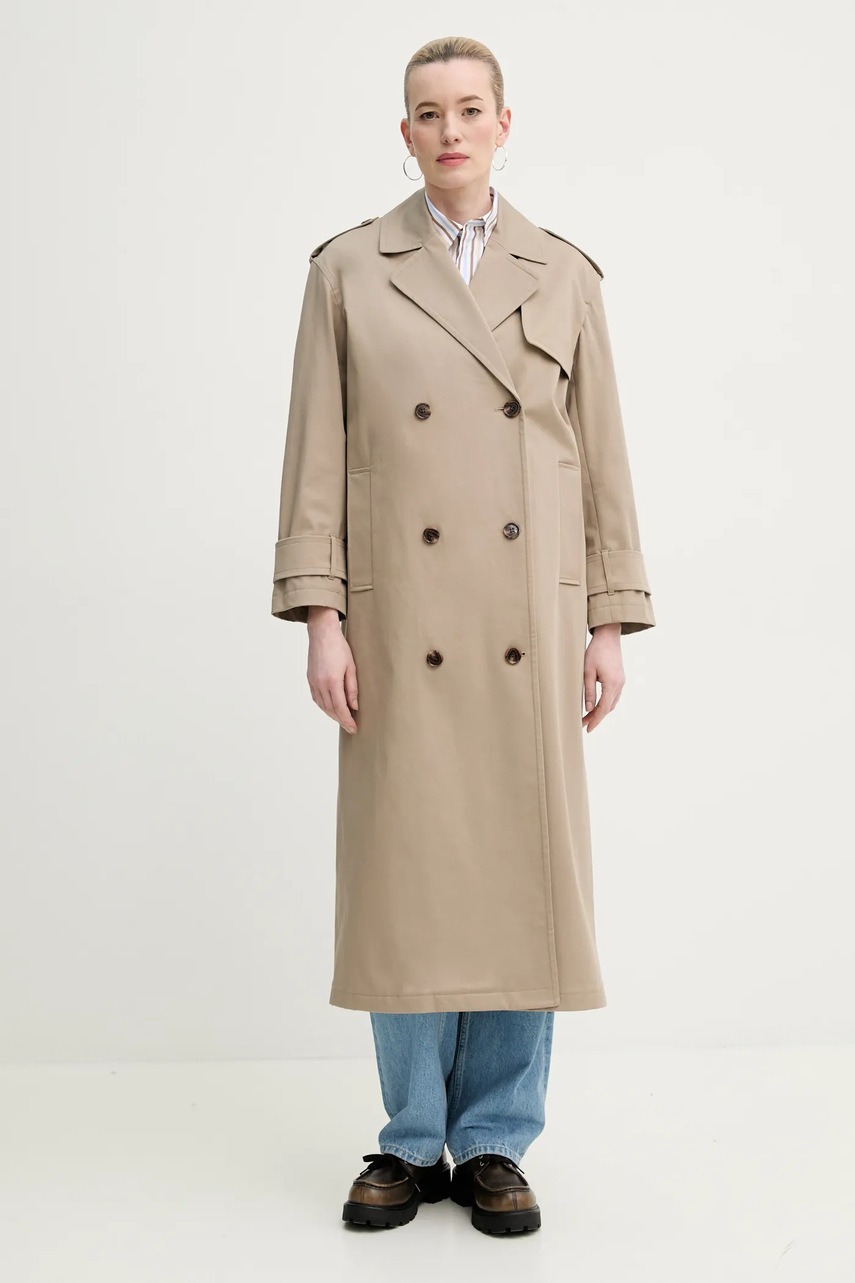 Παλτό Theory χρώμα: μπεζ, P0104402 φωτογραφία