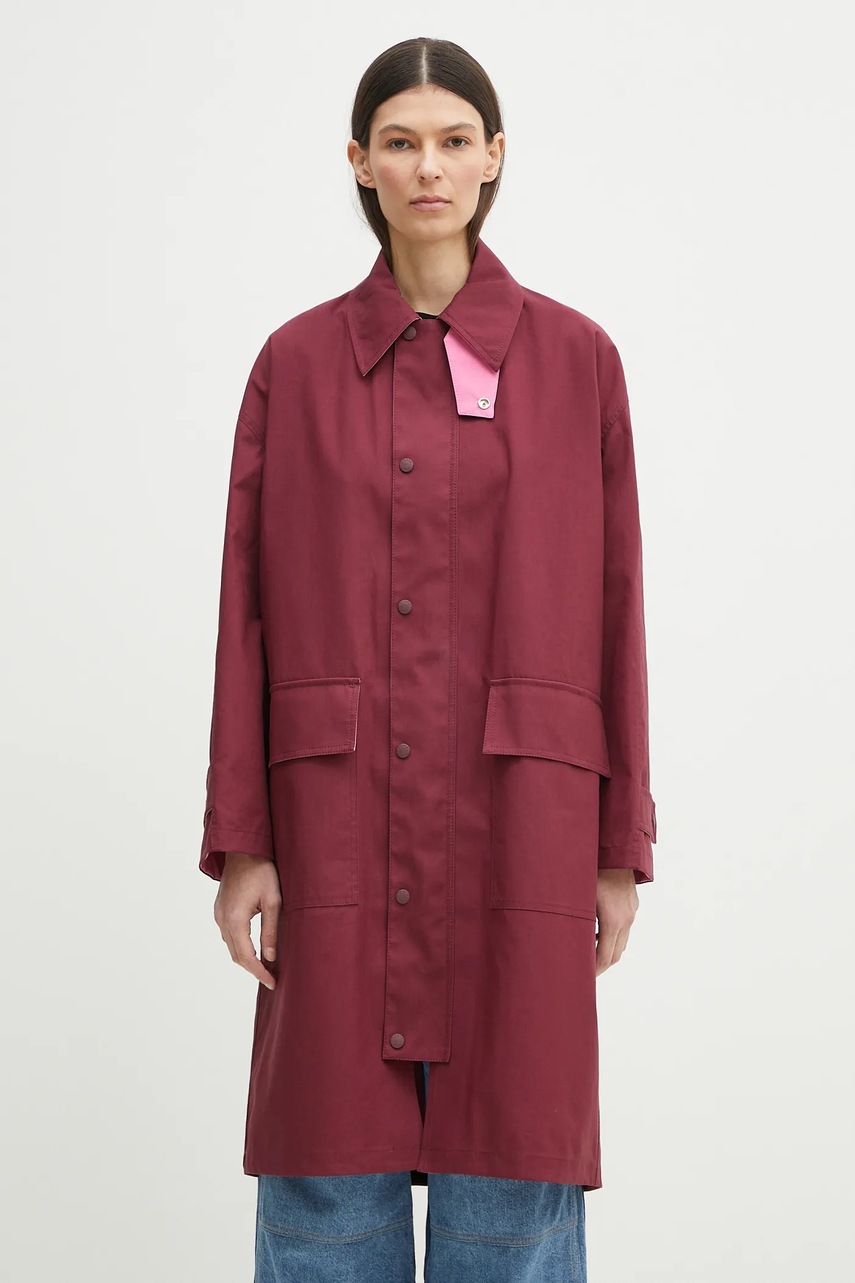 Kenzo palton de bumbac femei, culoarea bordo, de tranziție, FF52OU1439OU.24