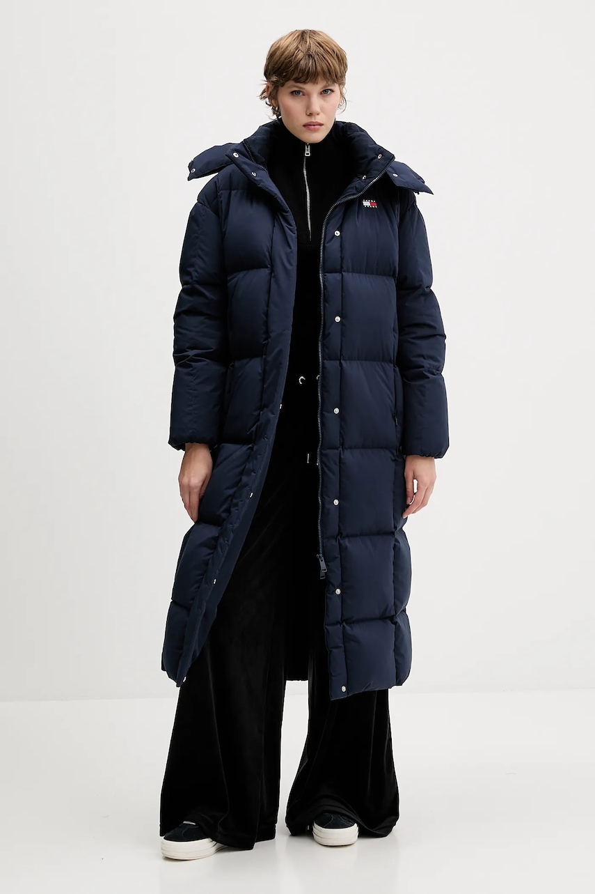 Пуховая куртка Tommy Jeans цвет синий зимняя DW0DW21977 Пуховая куртка Tommy Jeans цвет синий зимняя DW0DW21977