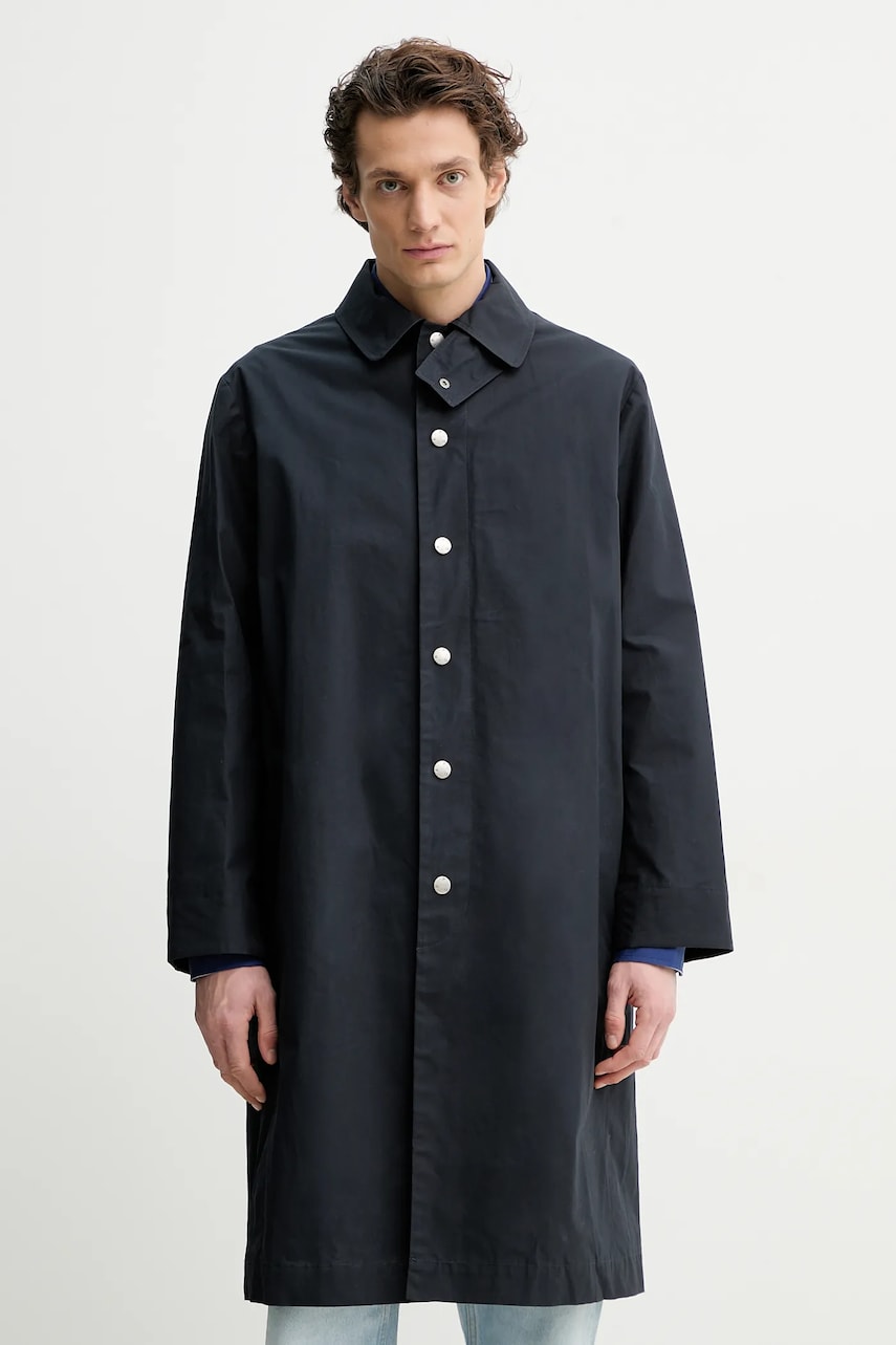 A.P.C. palton de bumbac mac arthur barbati, culoarea bleumarin, de tranzitie, COERC.H01535
