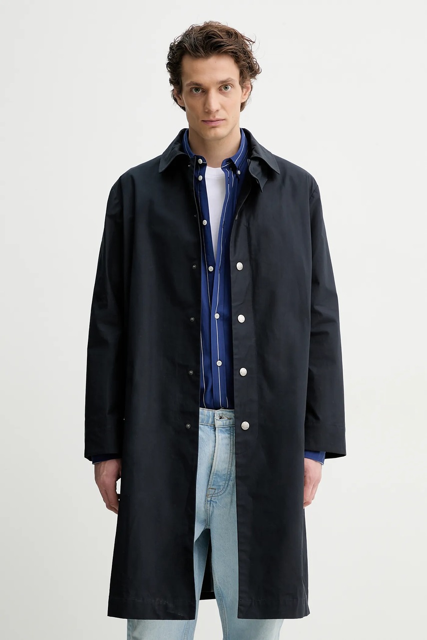 Βαμβακερό παλτό A.P.C. mac arthur χρώμα: ναυτικό μπλε, COERC.H01535 φωτογραφία