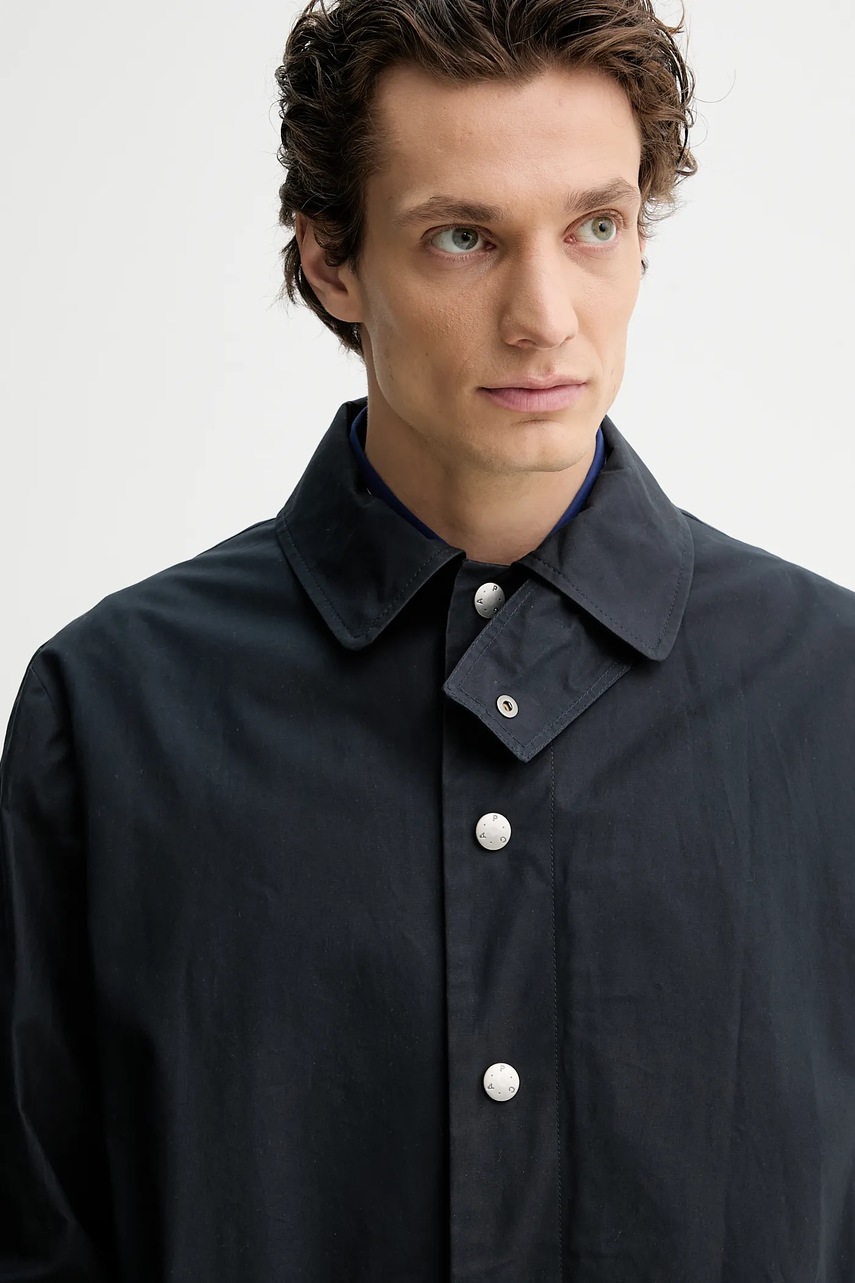 Βαμβακερό παλτό A.P.C. mac arthur χρώμα: ναυτικό μπλε, COERC.H01535 φωτογραφία