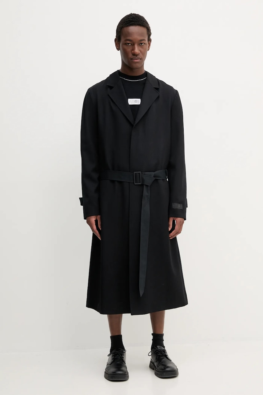 MM6 Maison Margiela palton culoarea negru, de tranzitie, SH0AA0009