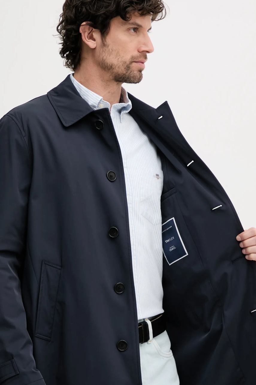 Παλτό Tommy Hilfiger χρώμα: ναυτικό μπλε, SQTHL4031.SQTH516 φωτογραφία