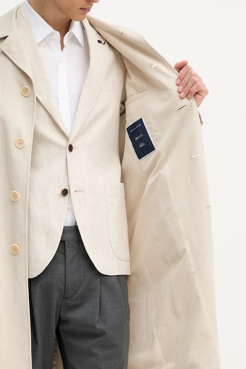 Παλτό Tommy Hilfiger χρώμα: μπεζ, SQTHL4031.SQTH523 φωτογραφία