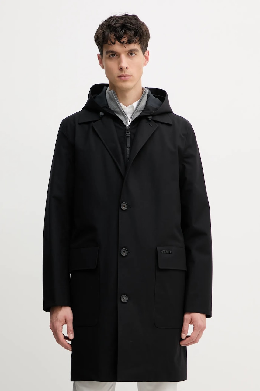 MACKAGE palton de puf barbati, culoarea negru, de tranzitie, MATHIAS