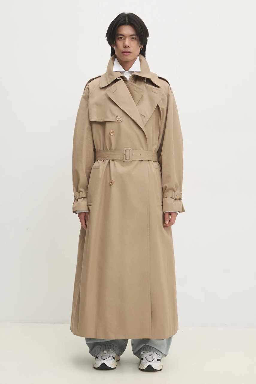 VETEMENTS trenci Double Trench culoarea bej, de tranzitie, UA66CO400S