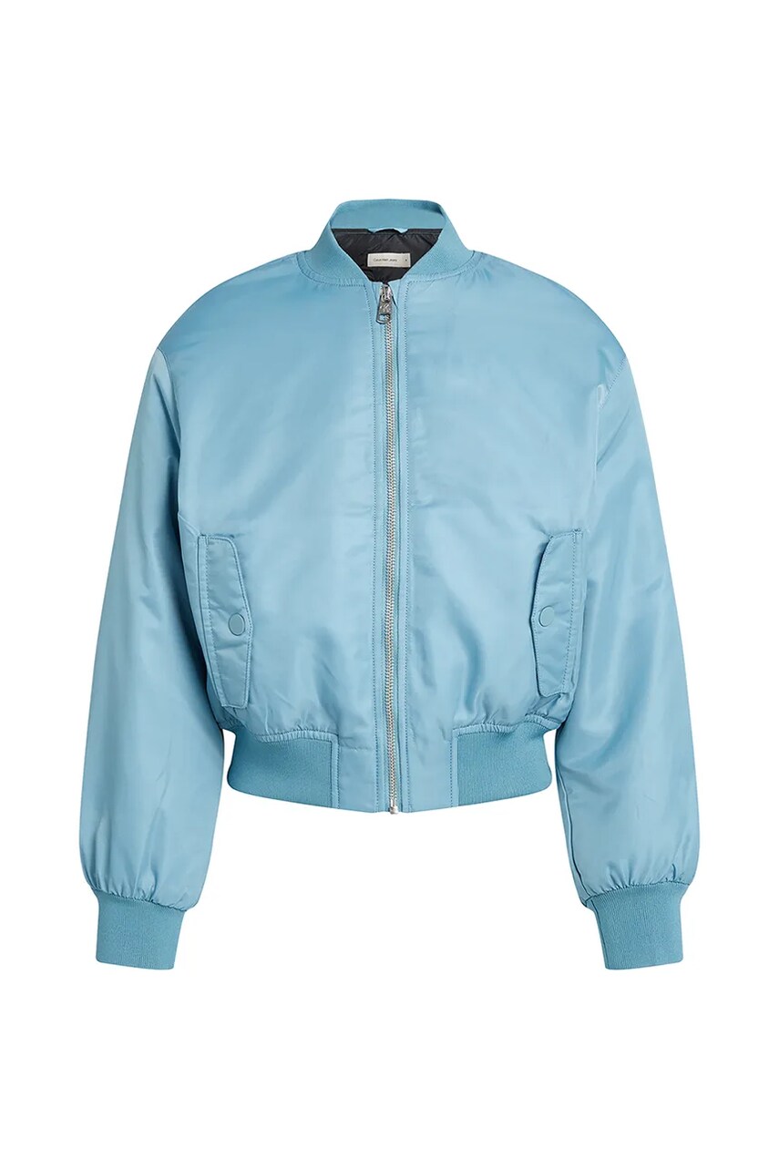 Levně Dětská bomber bunda Calvin Klein Jeans modrá barva, IB0IB02254