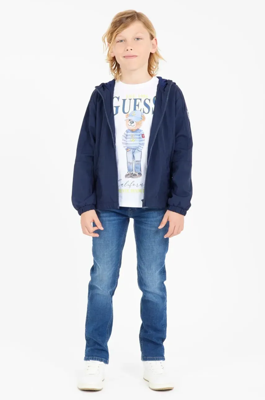 Levně Dětská bunda Guess tmavomodrá barva, L5RL13 WF6Z0
