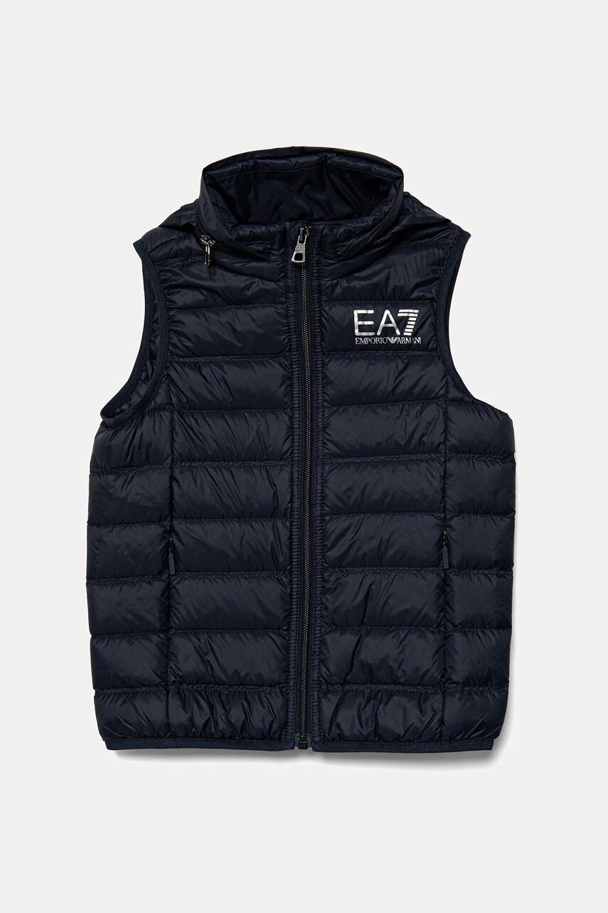 EA7 Emporio Armani vesta de puf pentru copii culoarea albastru marin, 7B000034 AF12477