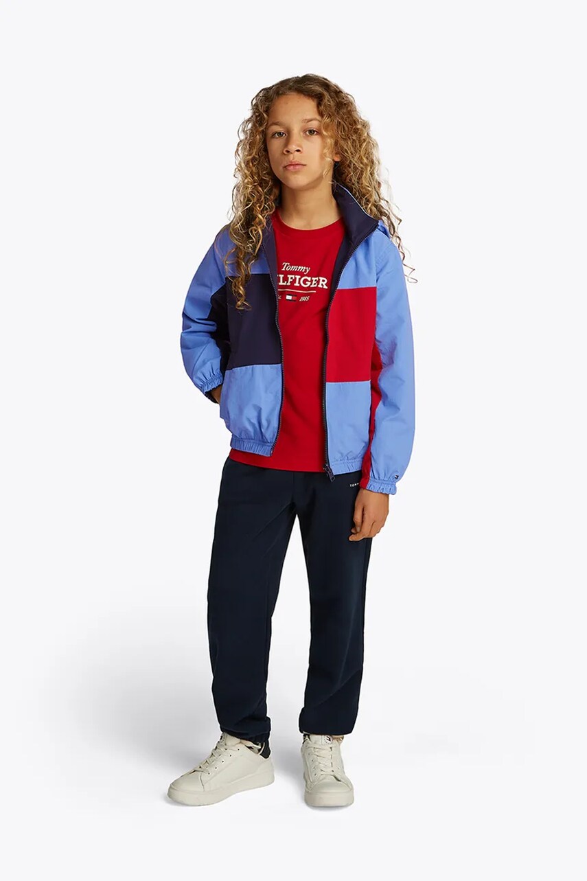 Levně Dětská bunda Tommy Hilfiger modrá barva, KB0KB09583