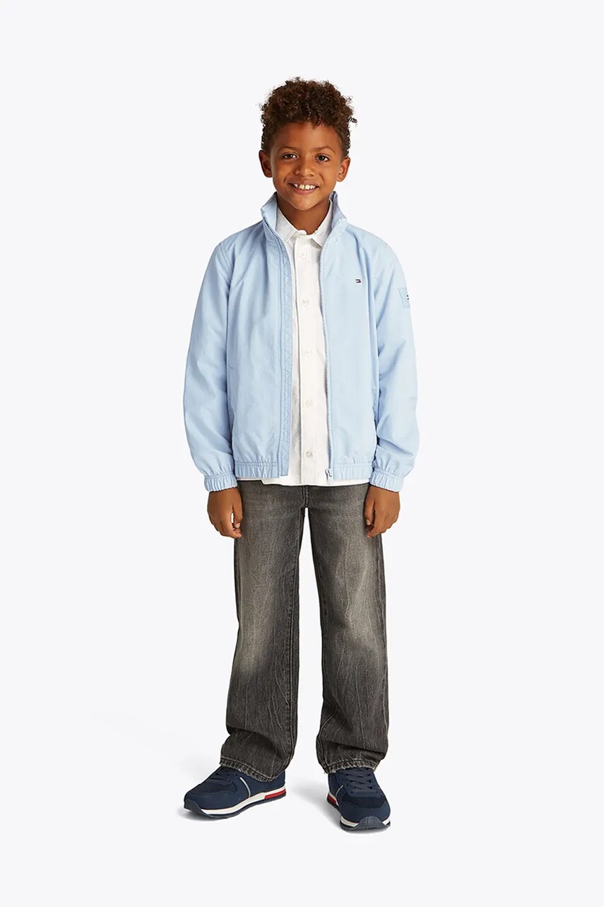 Levně Dětská bunda Tommy Hilfiger modrá barva, KB0KB09593