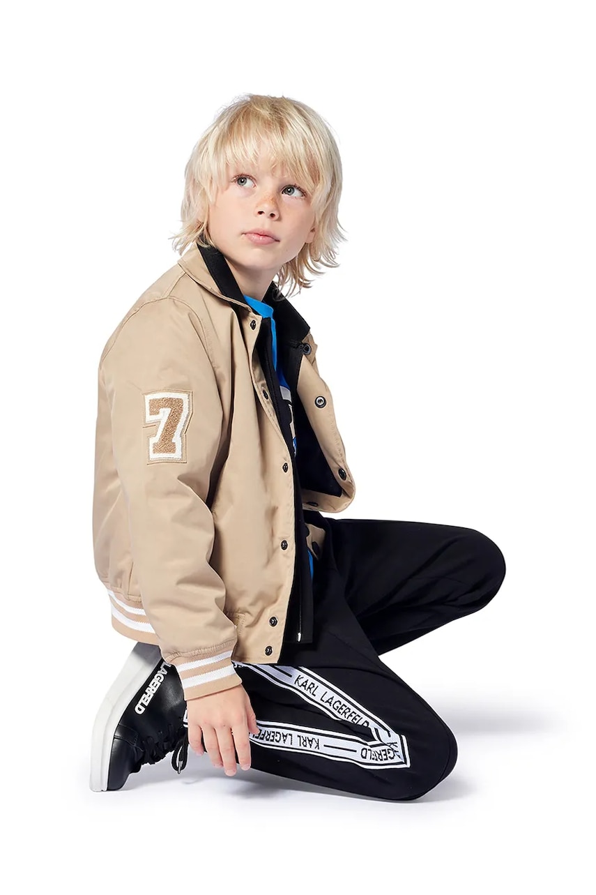 Karl Lagerfeld geacă bomber pentru copii culoarea bej, Z30568 Karl Lagerfeld geacă bomber pentru copii culoarea bej, Z30568