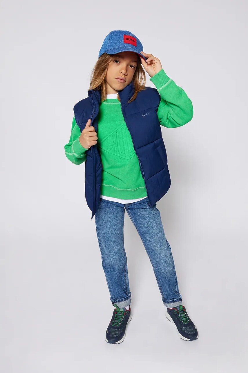 HUGO vesta copii culoarea albastru marin, G00430