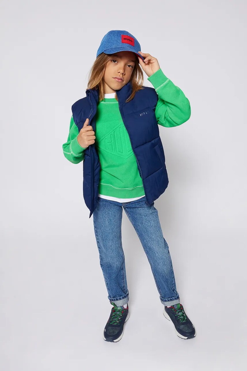 HUGO vesta copii culoarea albastru marin, G00430