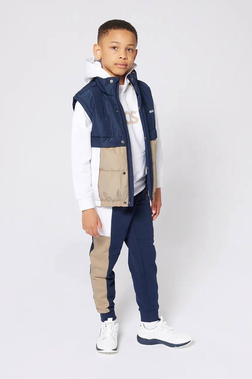 BOSS vesta copii culoarea albastru marin, J52059