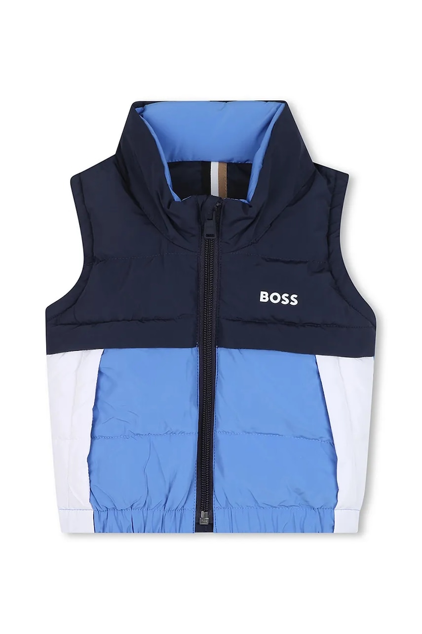 BOSS vesta copii culoarea albastru marin, J52121
