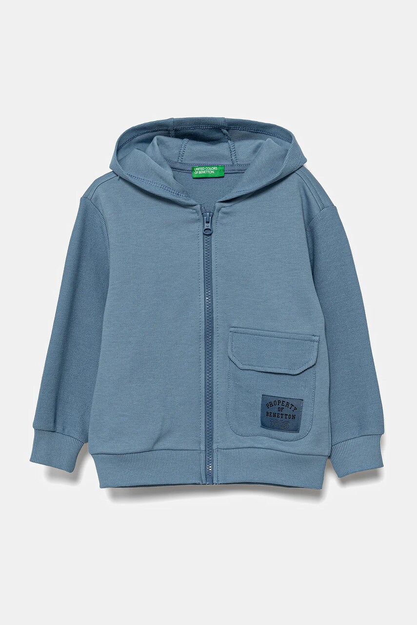 United Colors of Benetton hanorac de bumbac pentru copii cu gluga, cu imprimeu, 3T31G503Q