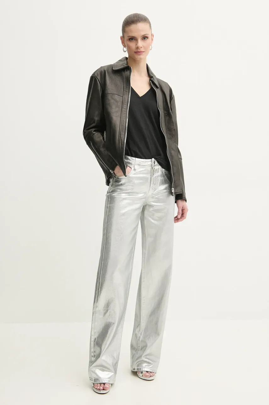 Кожаная куртка Patrizia Pepe цвет чёрный переходная 8O0160 L143 Кожаная куртка Patrizia Pepe цвет чёрный переходная 8O0160 L143