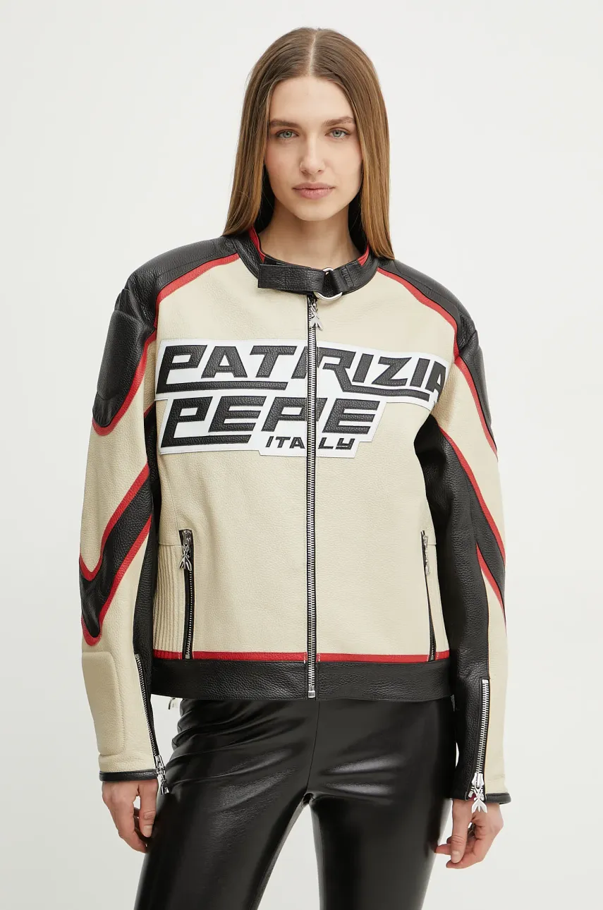 Kožená bunda Patrizia Pepe černá barva, přechodná, 8O0161 L142