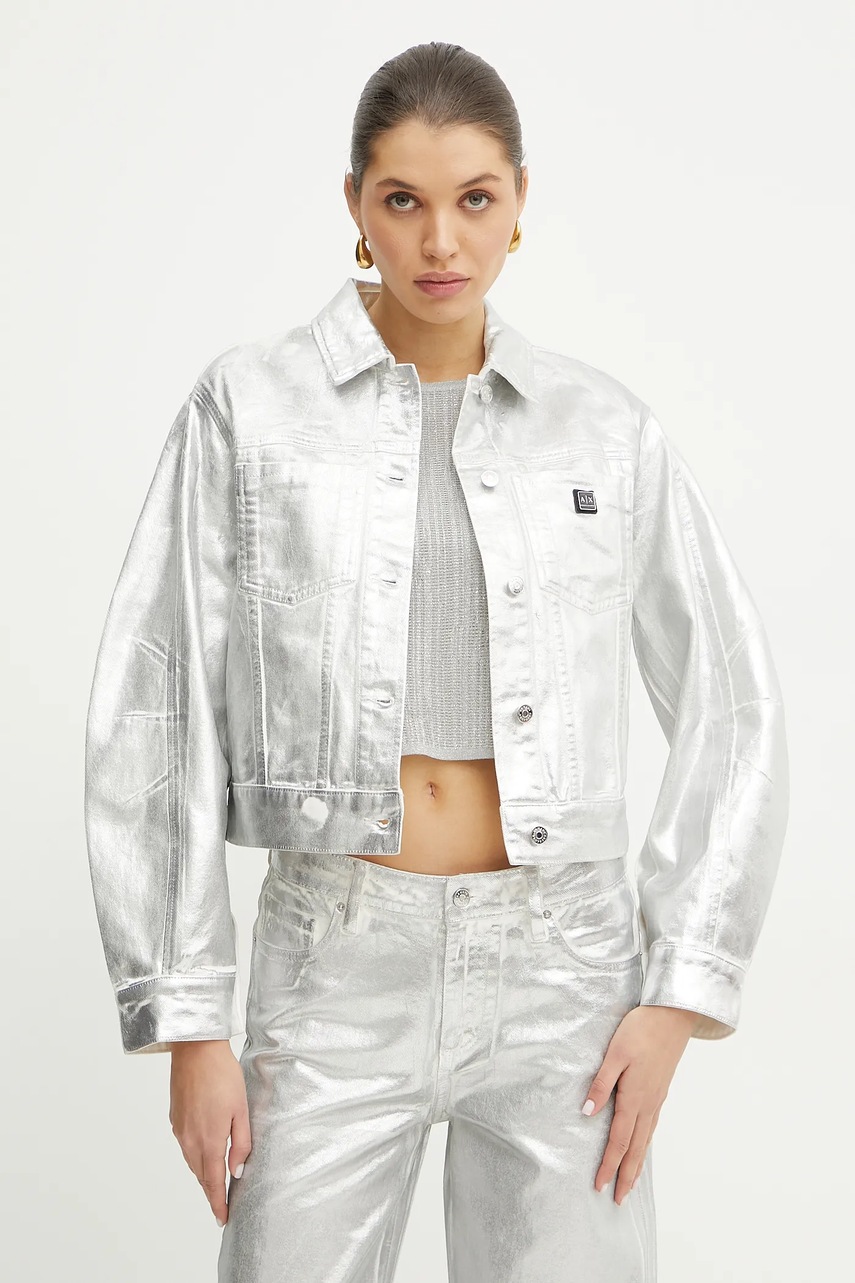 Armani Exchange geaca culoarea argintiu, de tranzitie, XW000098 AF10836
