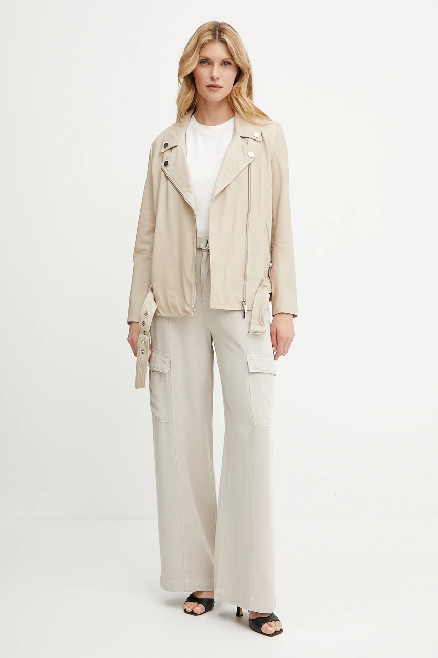 Кожаная куртка Armani Exchange цвет бежевый переходная XW000218 AF10854