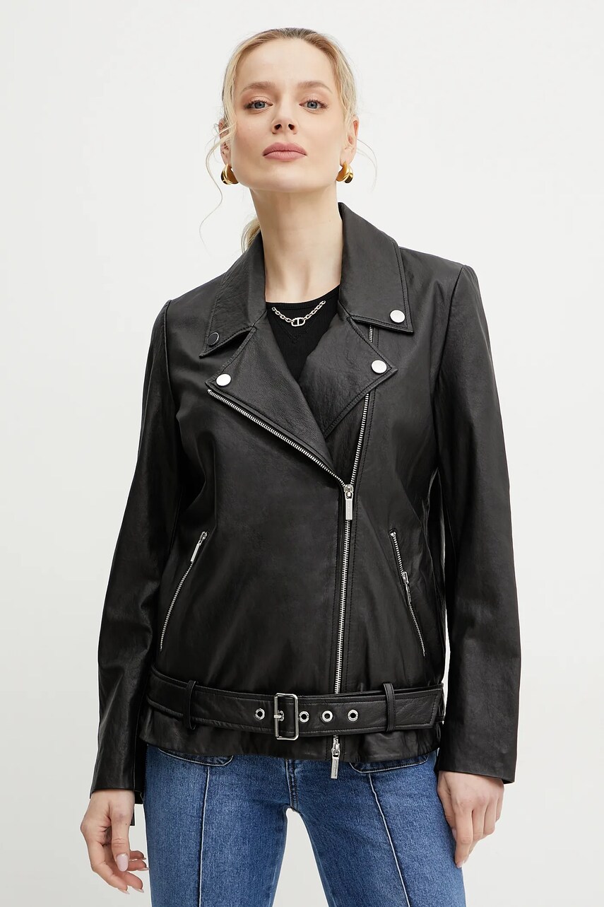 Levně Kožený křivák Armani Exchange černá barva, přechodná, XW000218 AF10854