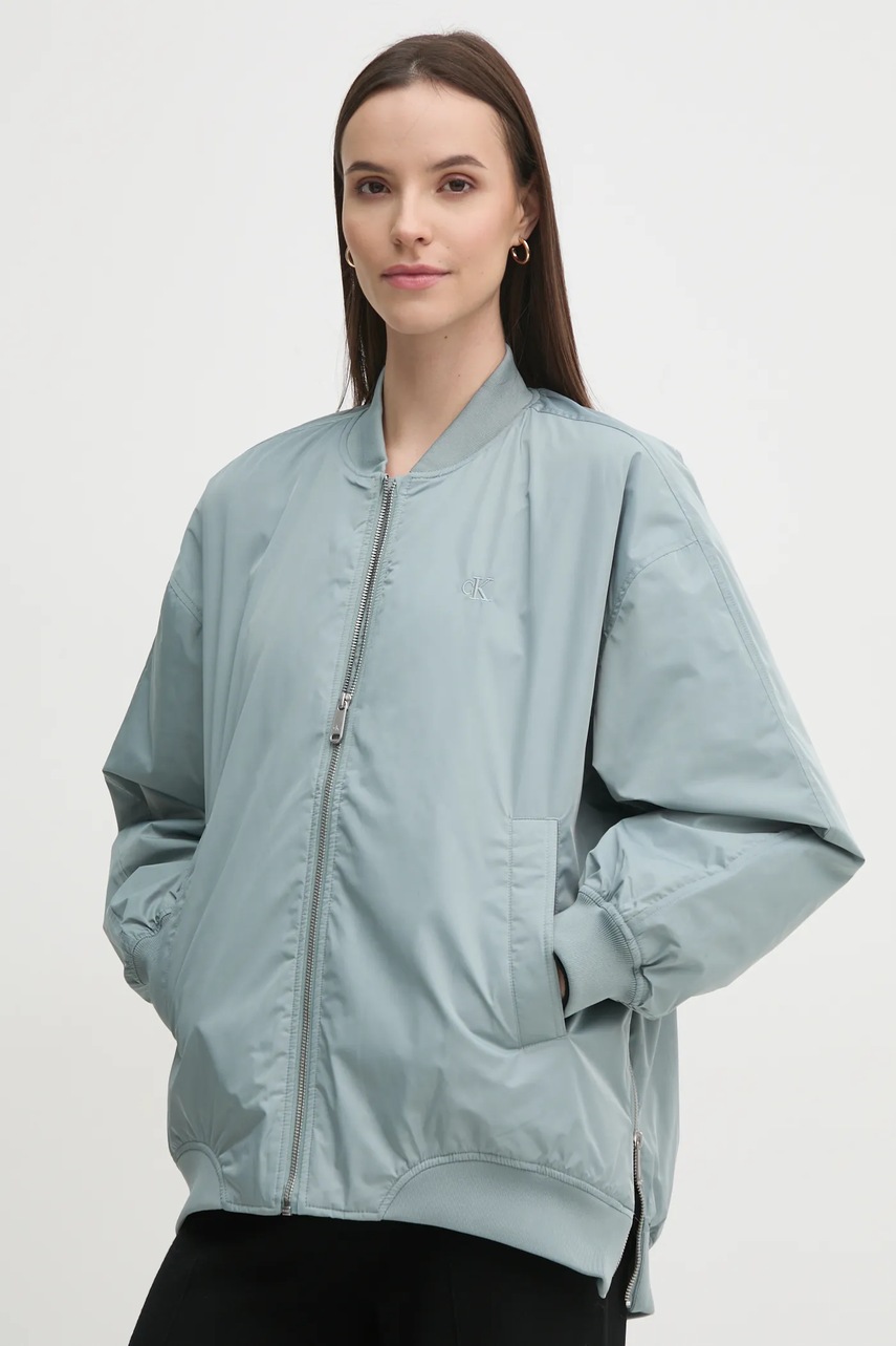 Куртка-бомбер Calvin Klein Jeans жіноча колір сірий перехідна oversize J20J224702 