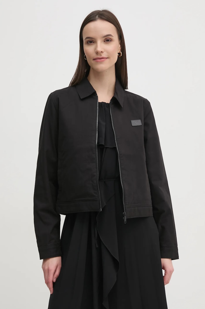 Levně Bunda Calvin Klein Jeans dámská, černá barva, přechodná, J20J224703