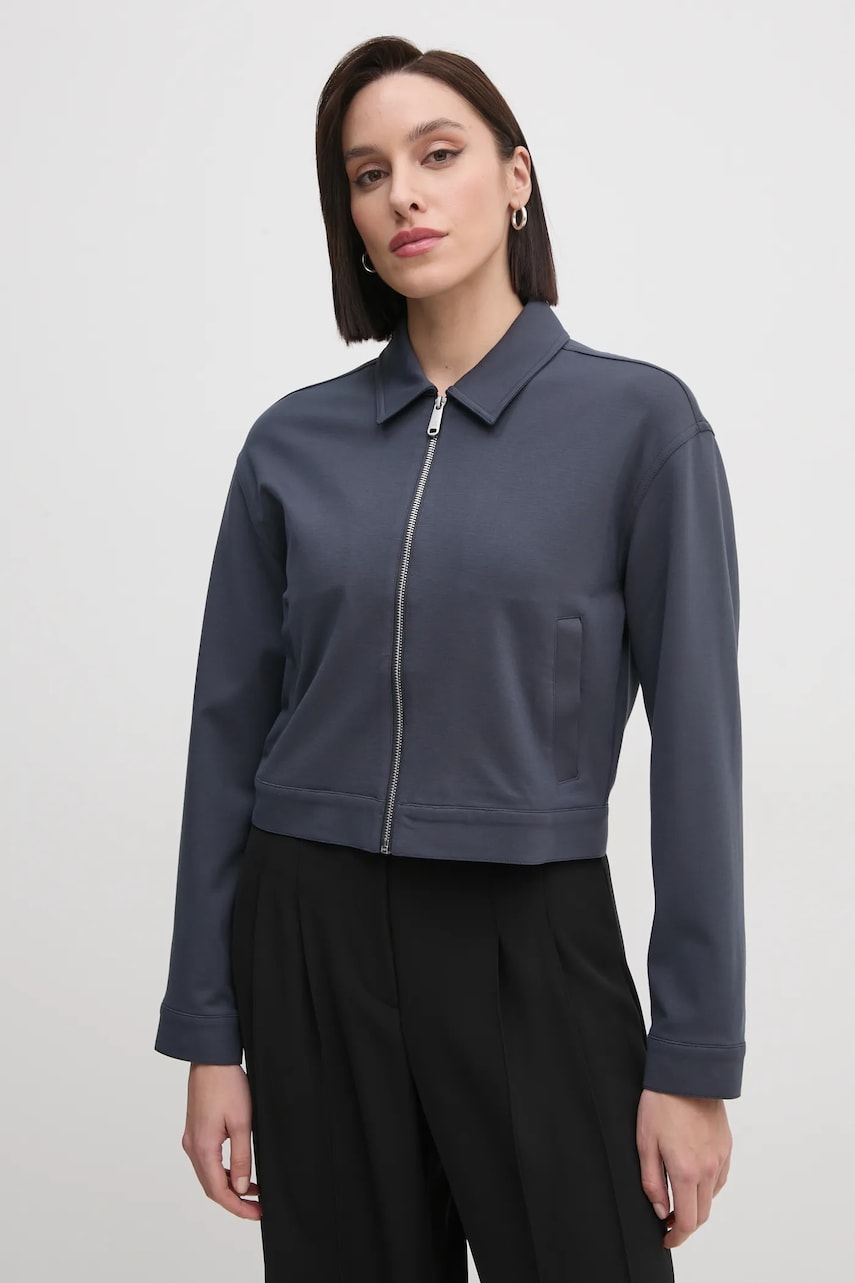 Levně Bunda Calvin Klein Jeans dámská, šedá barva, přechodná, J20J225059