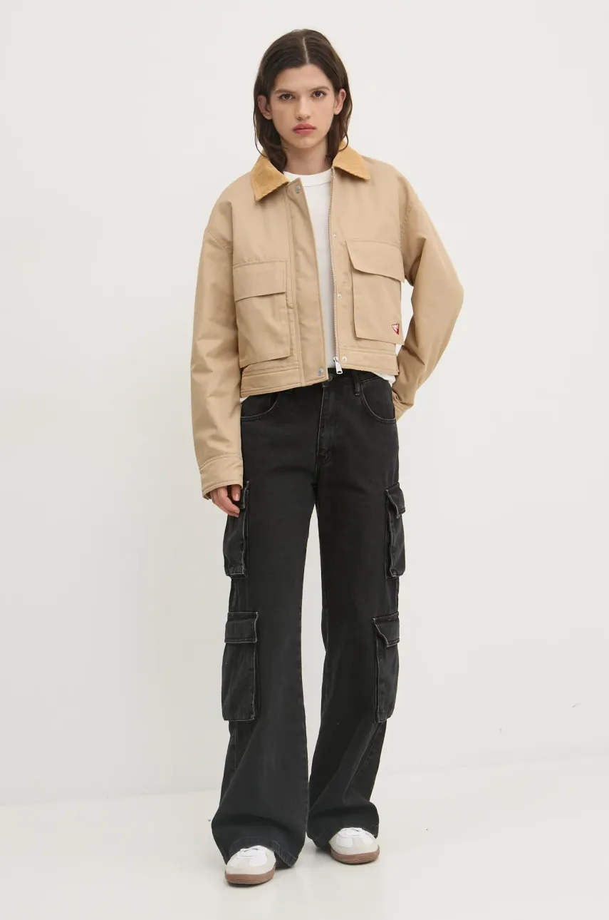 Куртка Tommy Jeans женская цвет бежевый переходная DW0DW20544 Куртка Tommy Jeans женская цвет бежевый переходная DW0DW20544