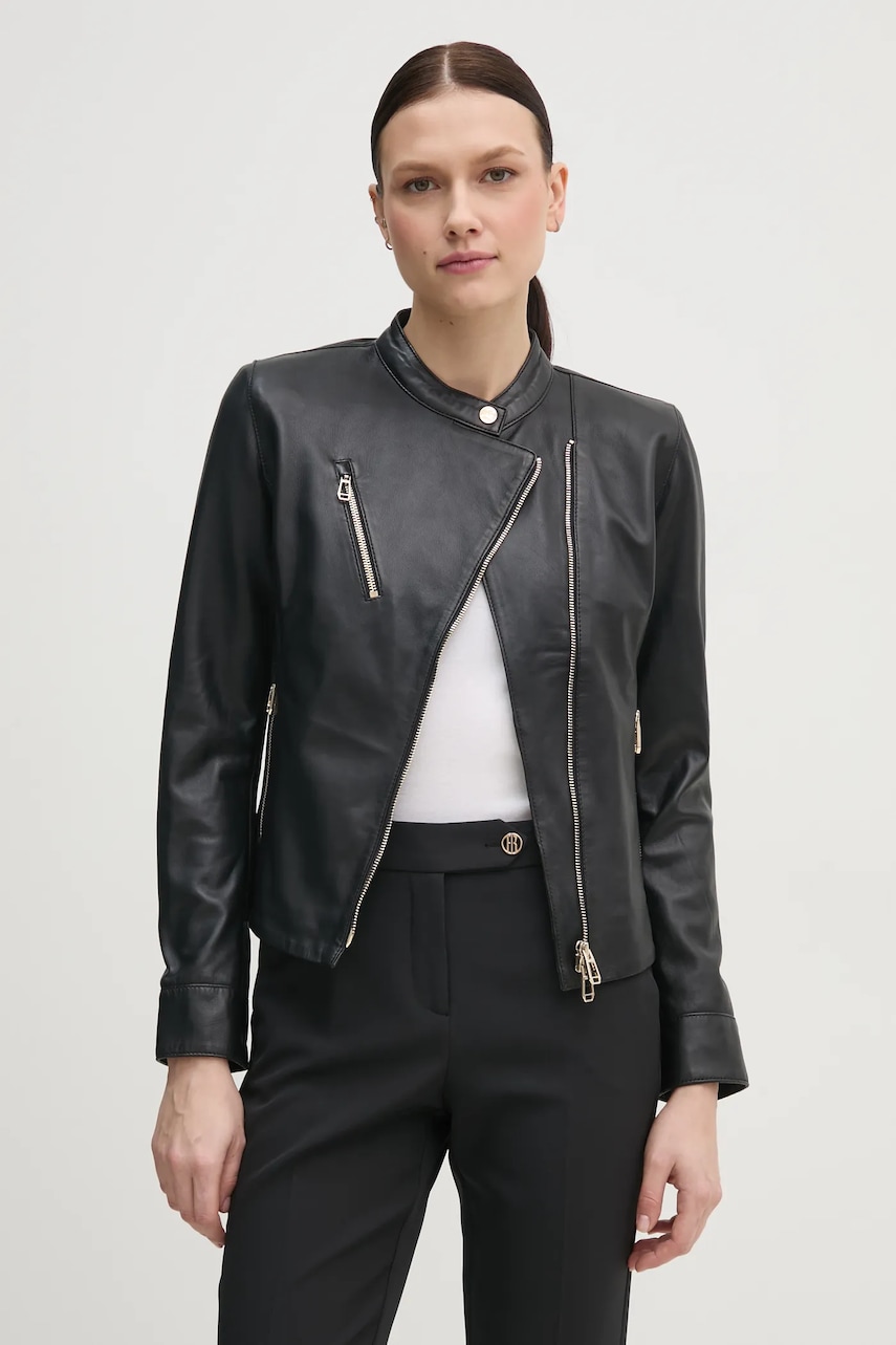Joop! geaca de piele Livia femei, culoarea negru, de tranzitie, 80000715 180031