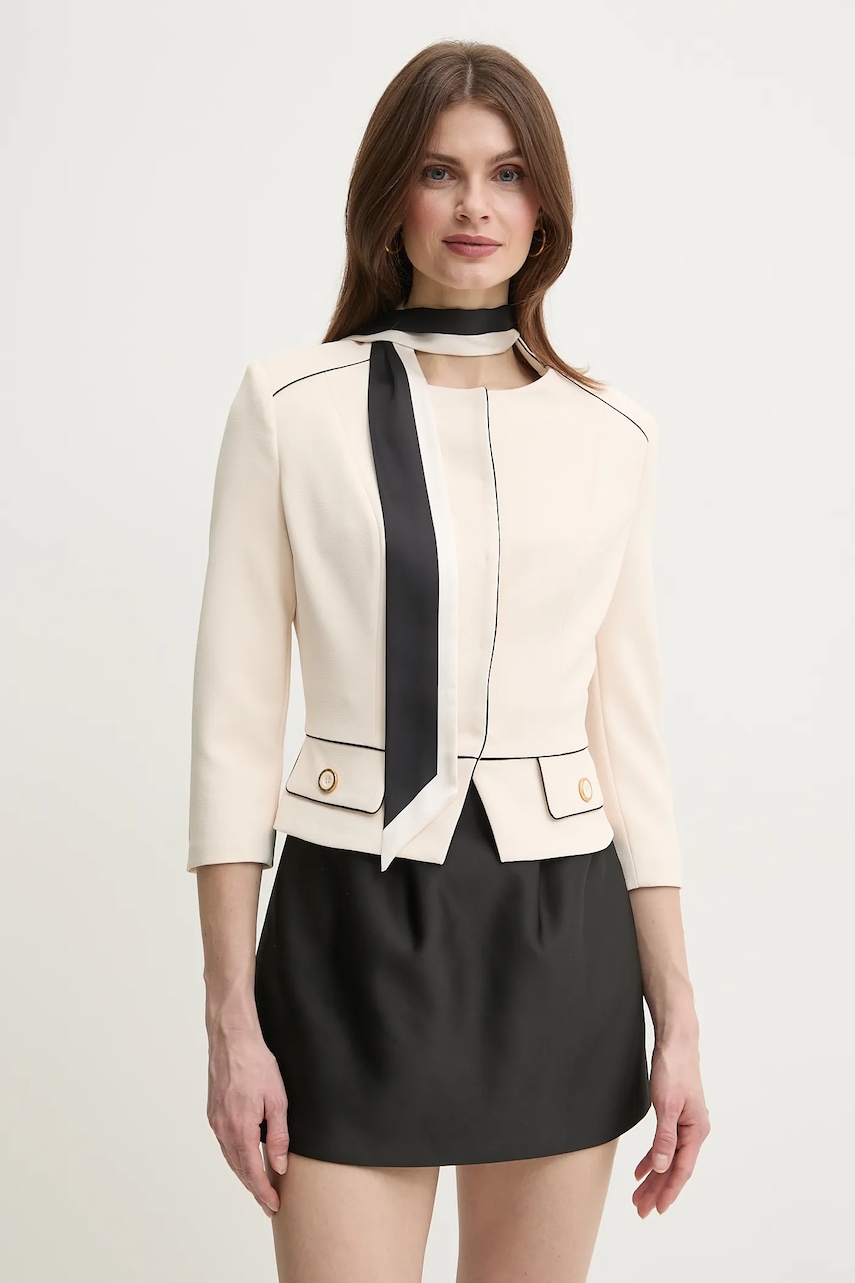 Elisabetta Franchi sacou culoarea bej, un singur rand de nasturi, uni, GIT5151E2