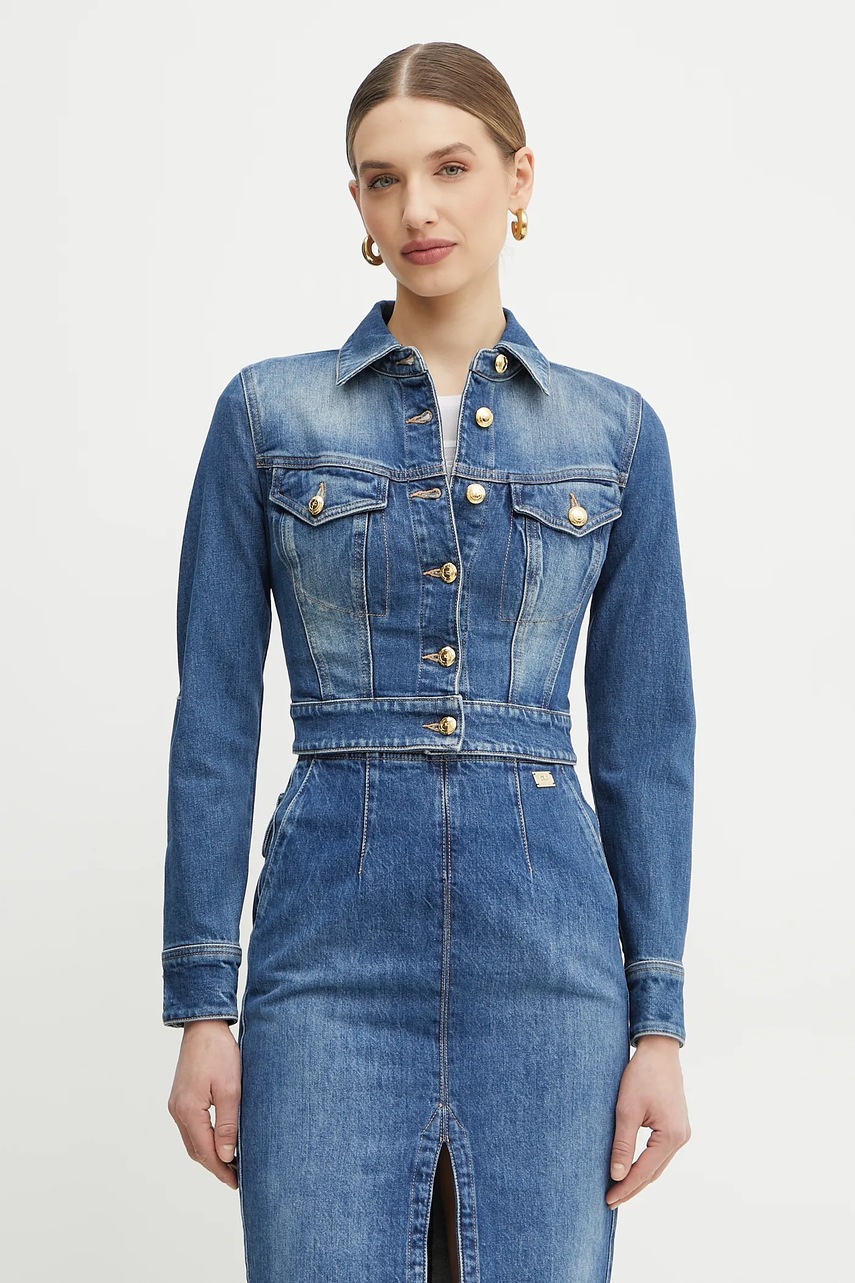 Elisabetta Franchi geaca jeans de tranzitie, BJ37I51E2