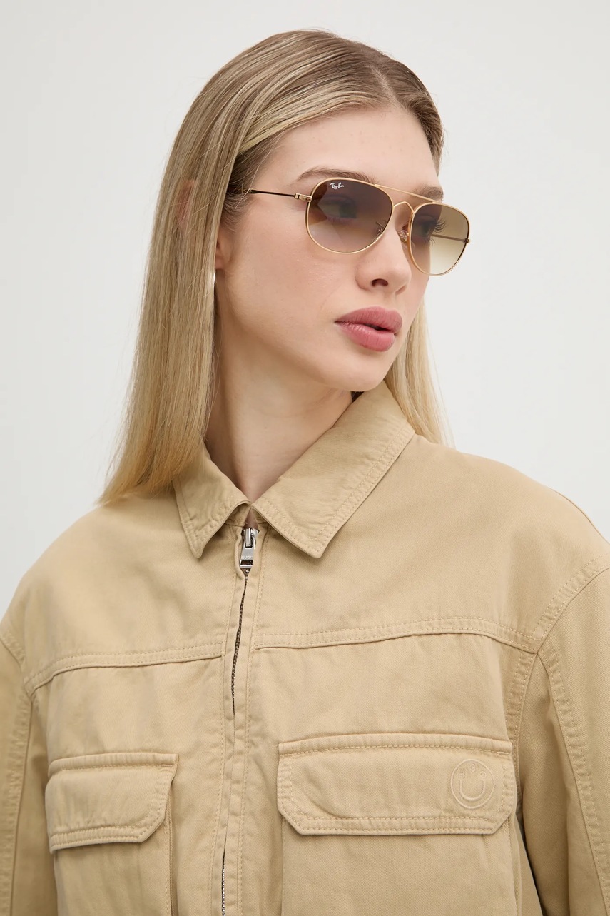 Джинсова куртка Hugo Blue жіноча колір бежевий перехідна oversize 50530800 