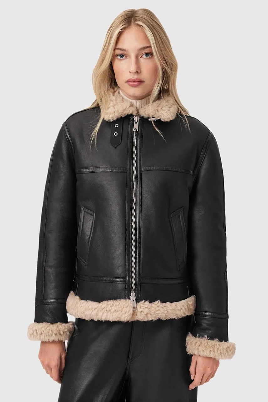 AllSaints geacă de piele LOREL culoarea negru, W069LB