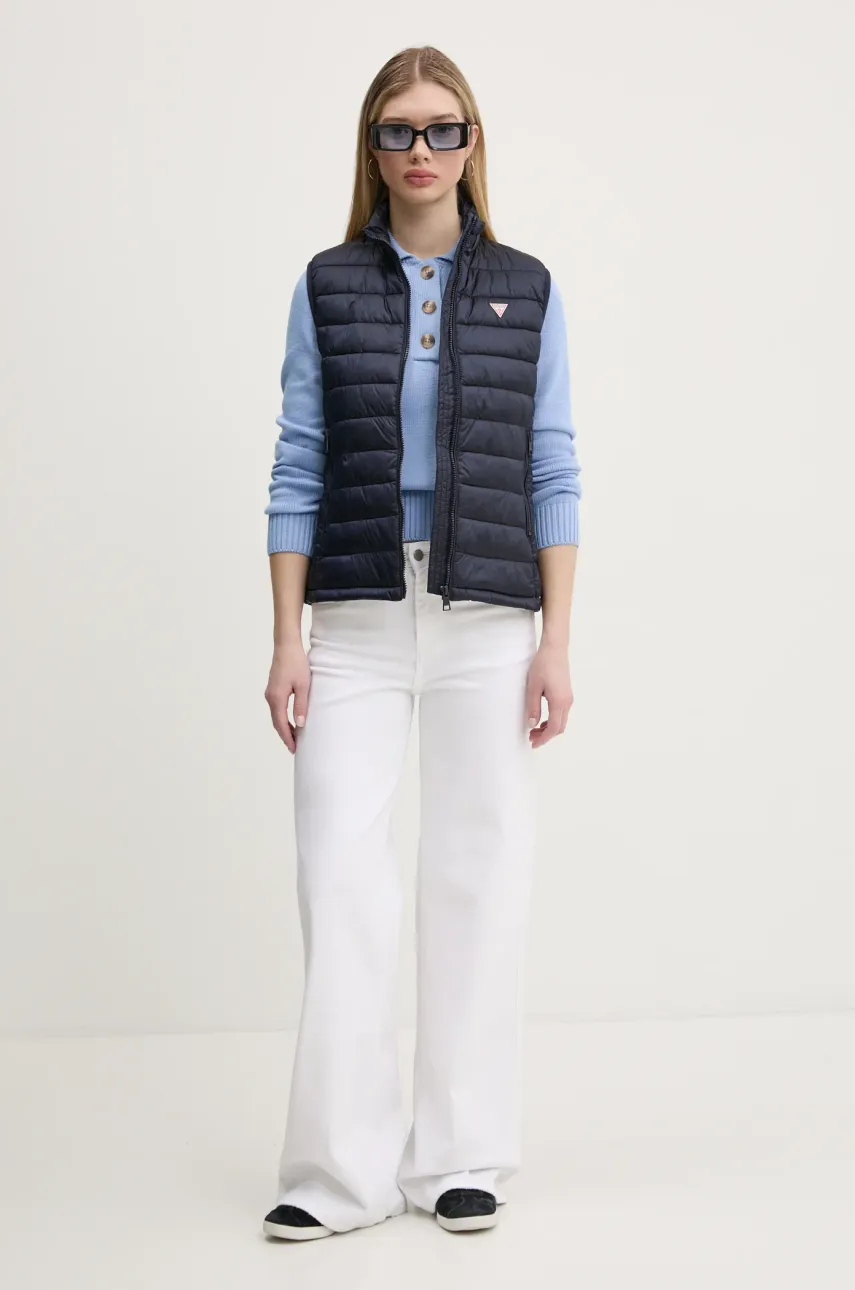 Безрукавка Guess Jeans женская цвет синий переходная W5RN55 WHAB2 Безрукавка Guess Jeans женская цвет синий переходная W5RN55 WHAB2