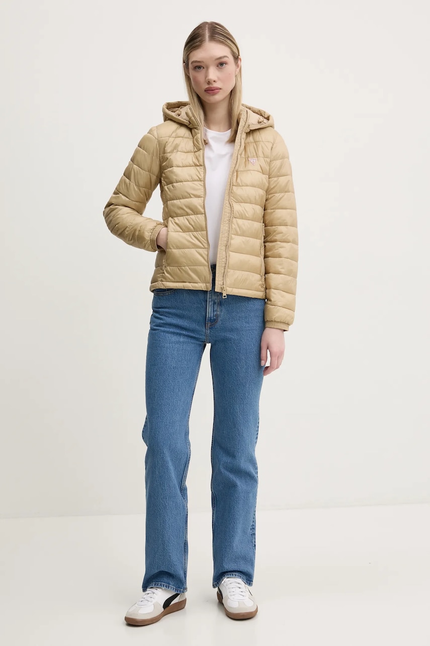 Куртка Guess Jeans цвет бежевый переходная W5RL99 WHAB2 Куртка Guess Jeans цвет бежевый переходная W5RL99 WHAB2