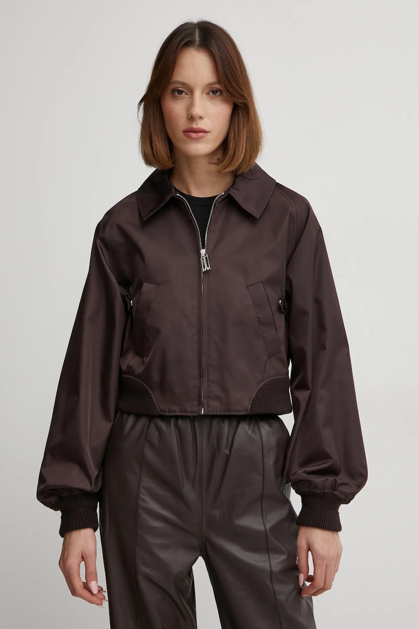 Victoria Beckham geaca femei, culoarea maro, de tranzitie, 1125WJK006259A