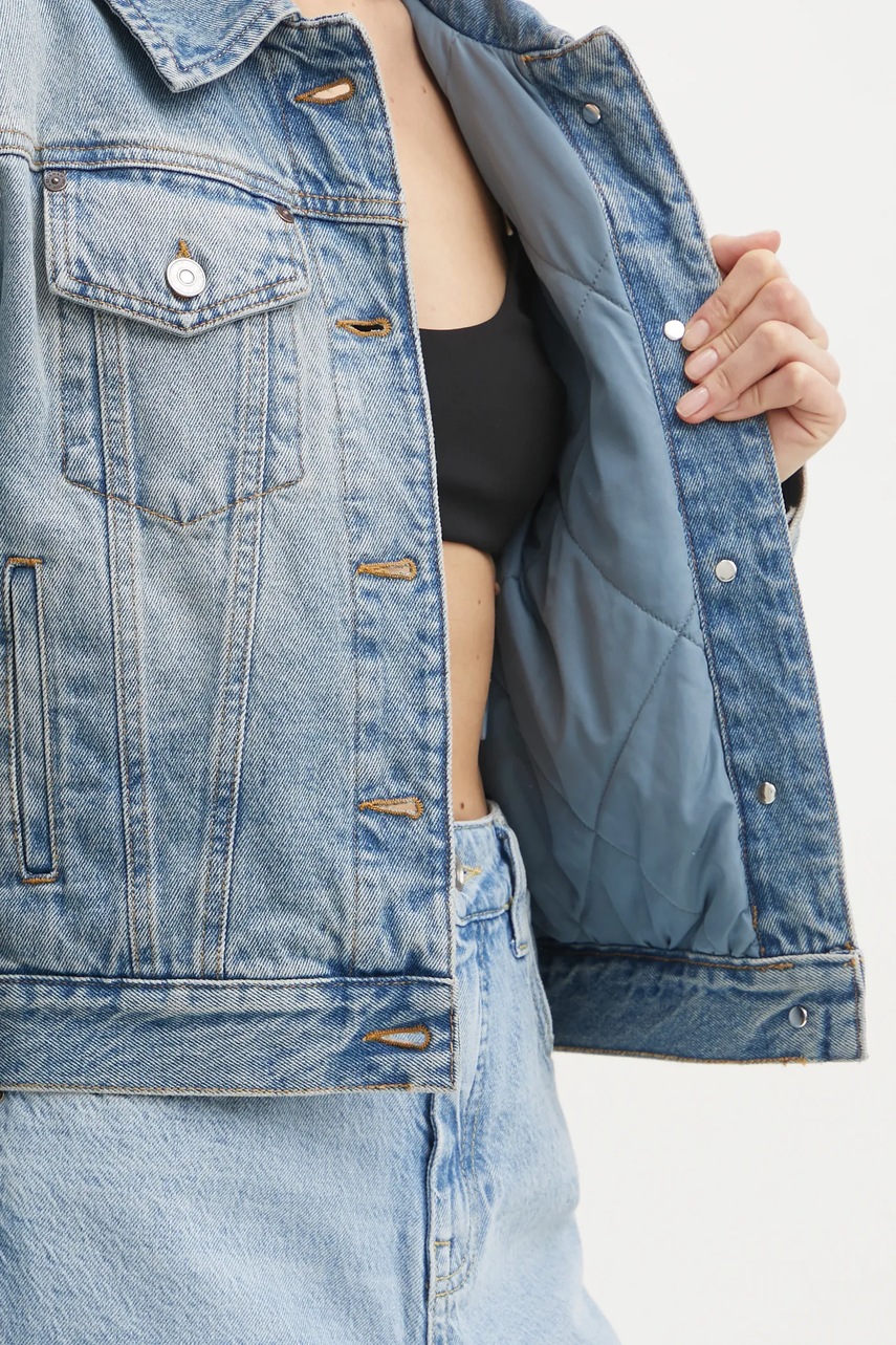 Τζιν μπουφάν Victoria Beckham χρώμα: μπλε, 1125DJK006006A φωτογραφία